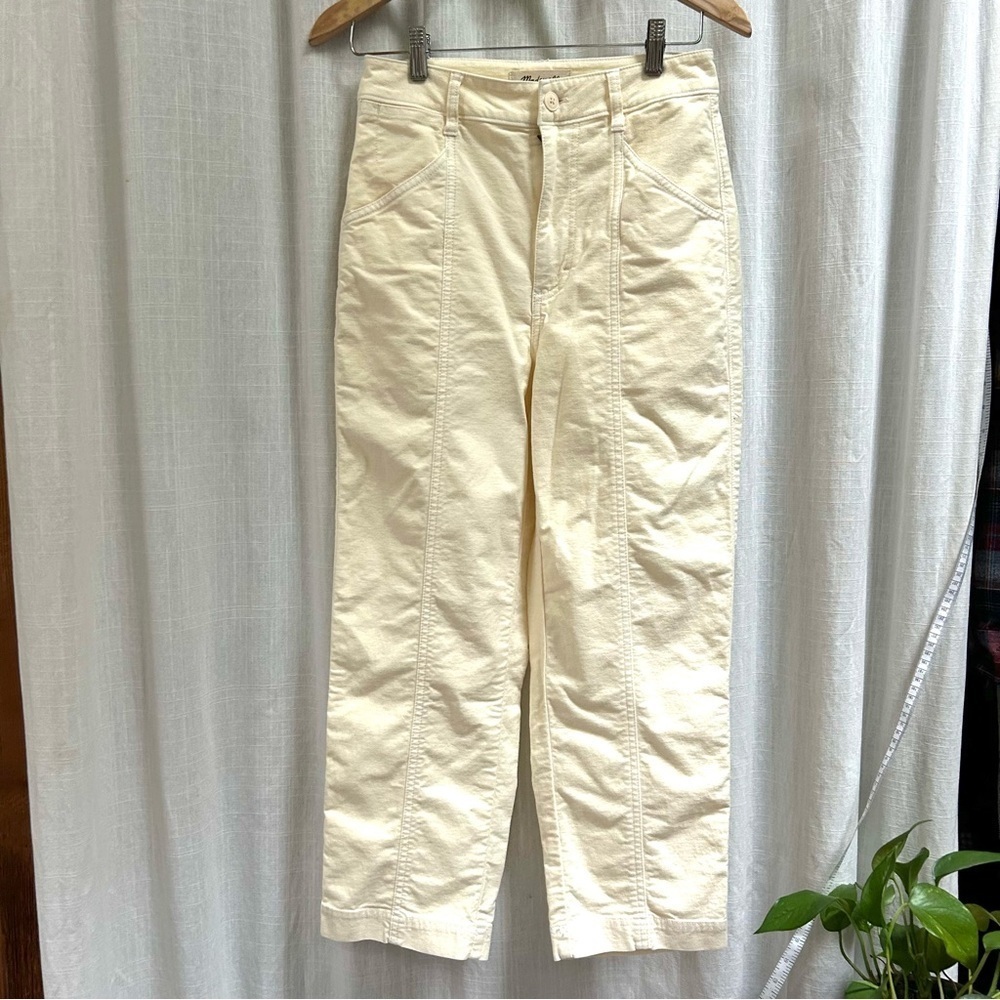 Madewell Moleskin High-Rise Seamed Tapered Pants pale yellow size 0